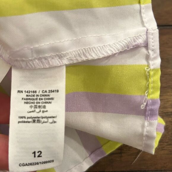 Habitual Big Girls Yellow Striped One Shoulder Ruffle Tiered Top Size 12 - Picture 5 of 6